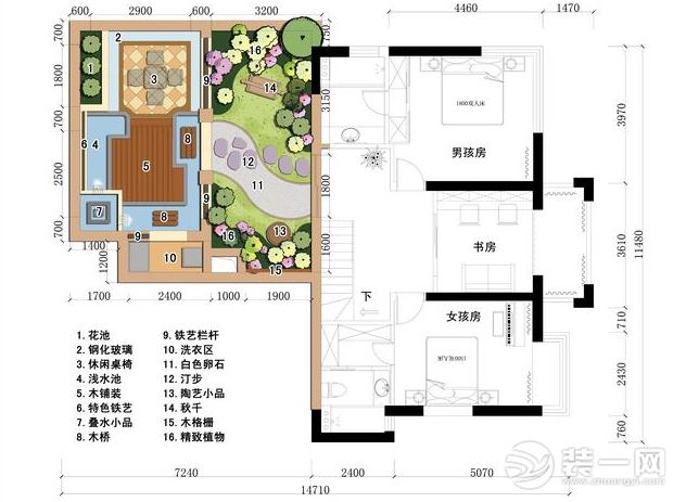上海天山怡景苑露台改造花园 顶楼露台花园设计图